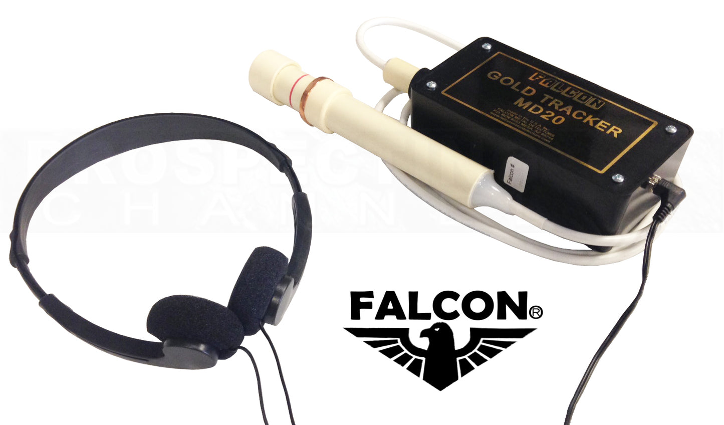 Detector de Metales Falcon MD20 Sonda impermeable + Funda Mango Auriculares Garantía