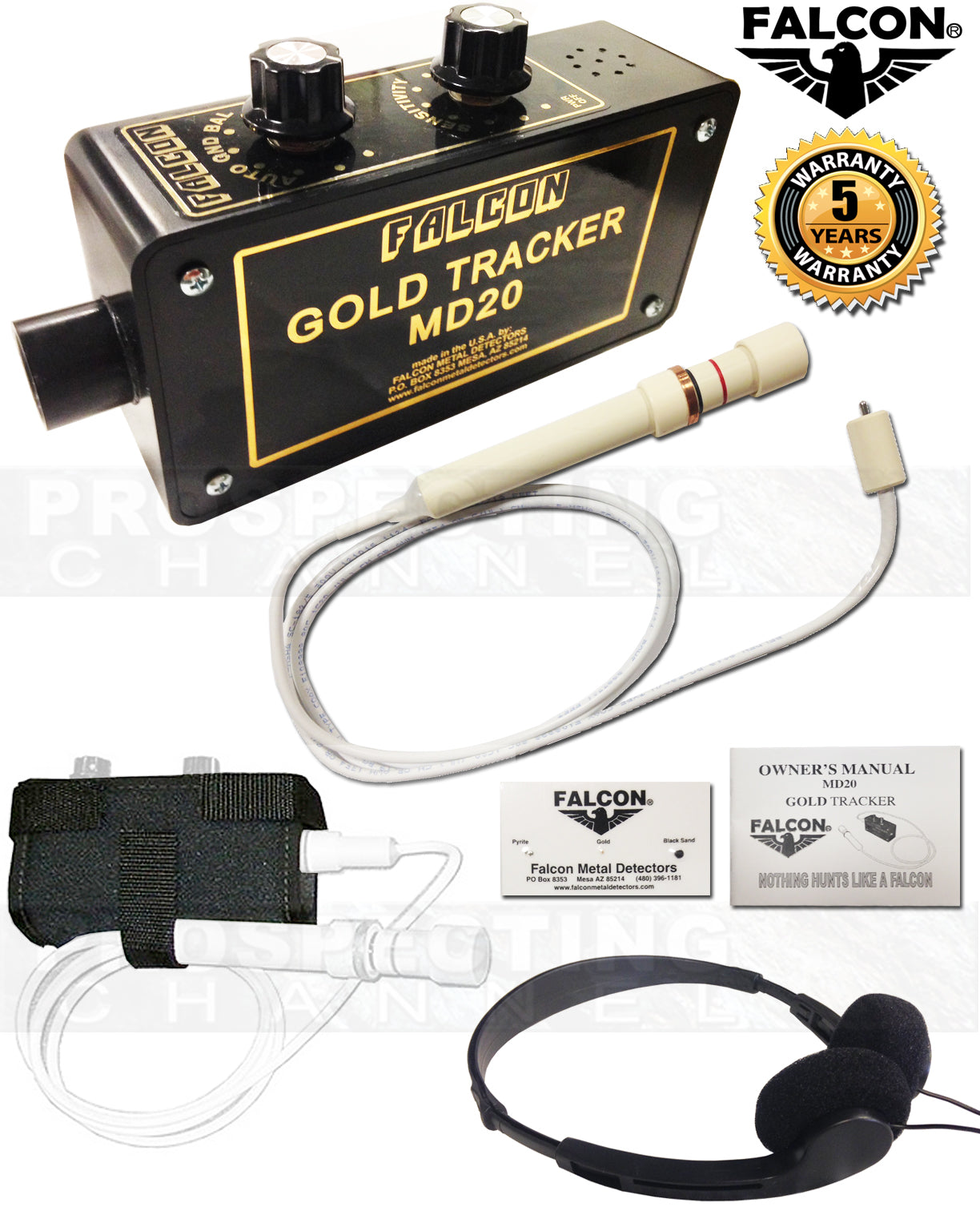 Falcon MD20 Metal Ddetector waterproof Probe + Holster Headphones 5 Year Warranty