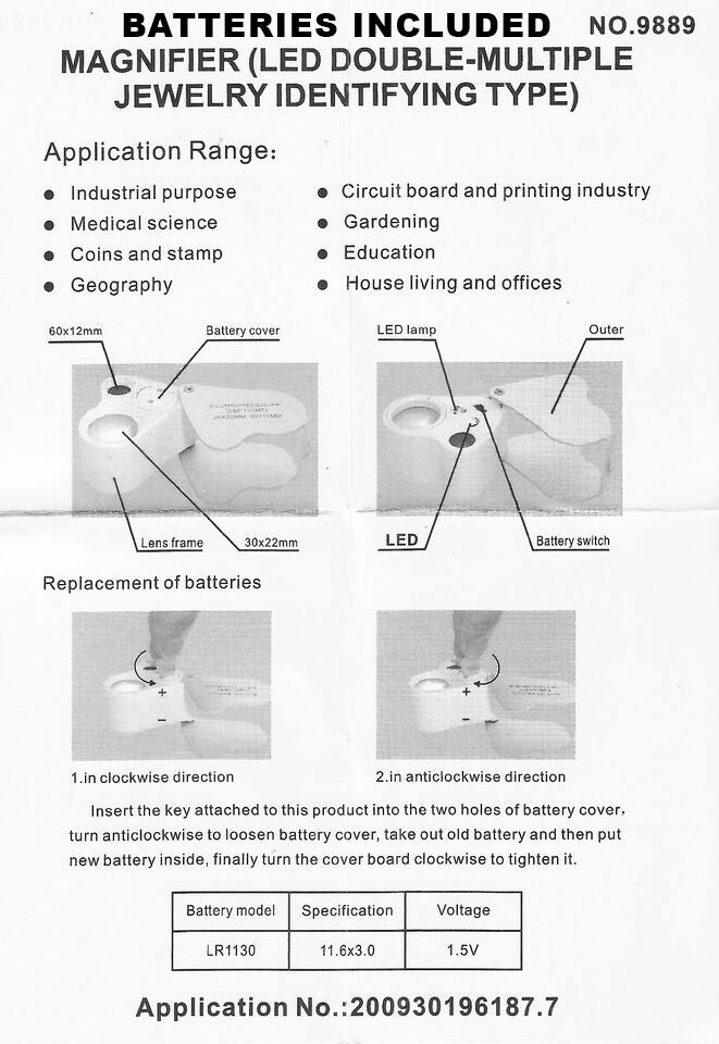 Dual LED Loupe Magnifier 30x and 60x