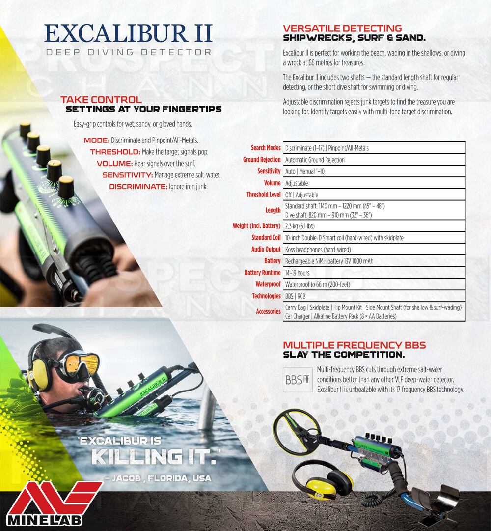 Minelab Excalibur 2 Underwater Metal Detector