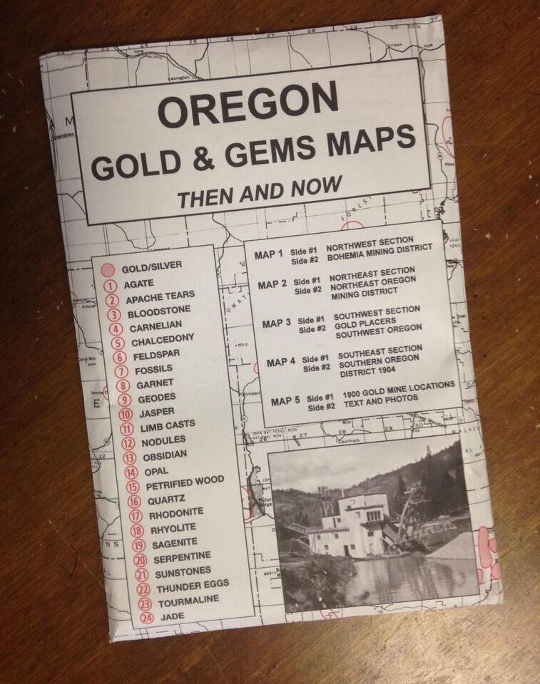 Cartes de l'or et des pierres précieuses de l'Oregon d'hier et d'aujourd'hui