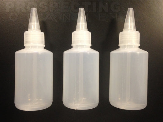 3 Snuffer suction plastic Bottles with Caps Seal and Straws 5 Inch