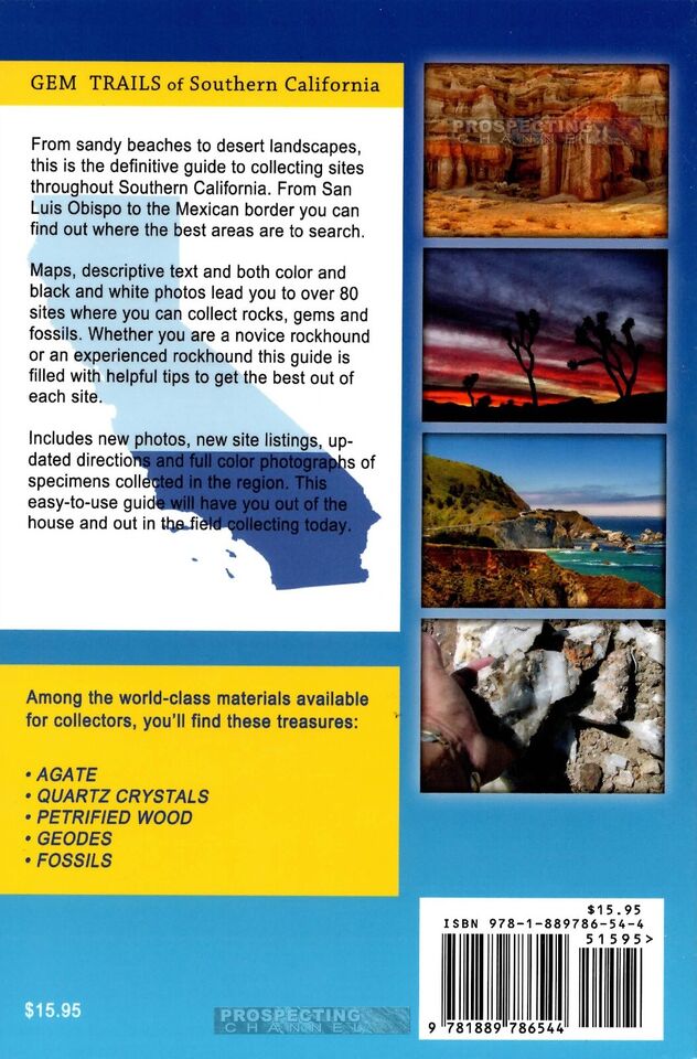 Livre sur les sentiers des pierres précieuses de la Californie du Sud