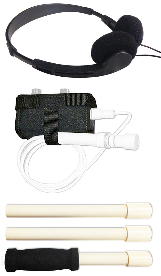 Falcon MD20 - Detector de metales con mango y funda para auriculares, paquete de 3 accesorios
