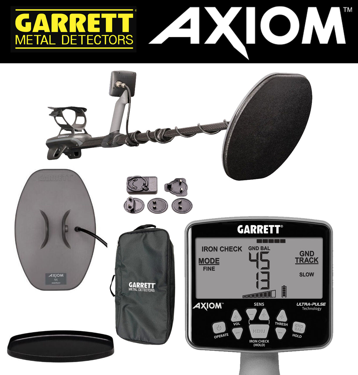 Garrett Axiom LITE  Gold Nugget Metal Detector Package