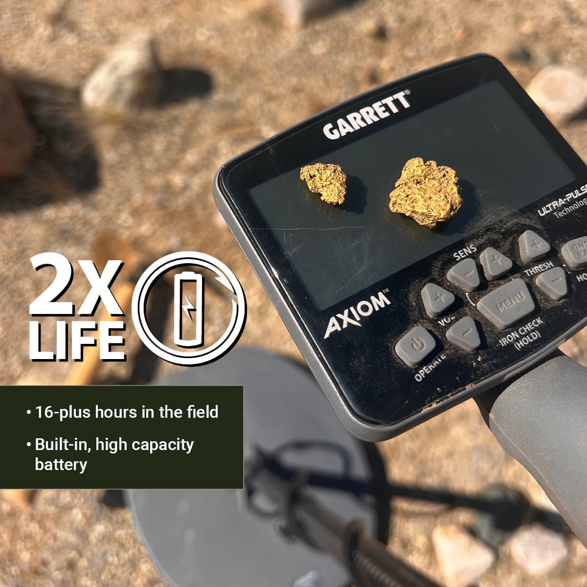 Garrett Axiom LITE  Gold Nugget Metal Detector Package
