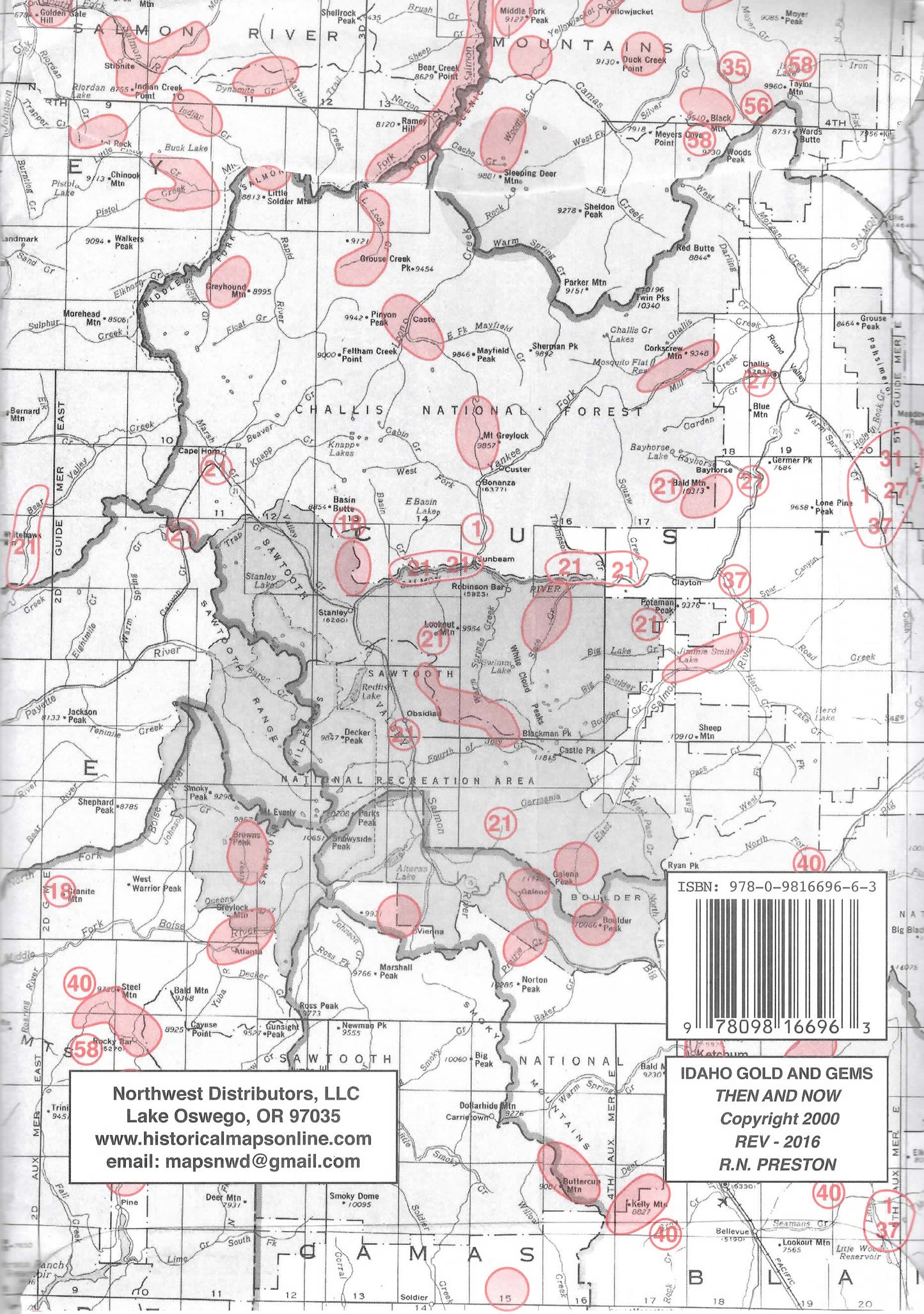 Cartes de l'or et des pierres précieuses de l'Idaho d'hier et d'aujourd'hui