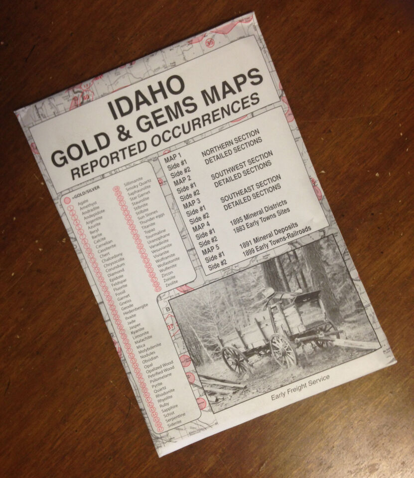 Cartes de l'or et des pierres précieuses de l'Idaho d'hier et d'aujourd'hui
