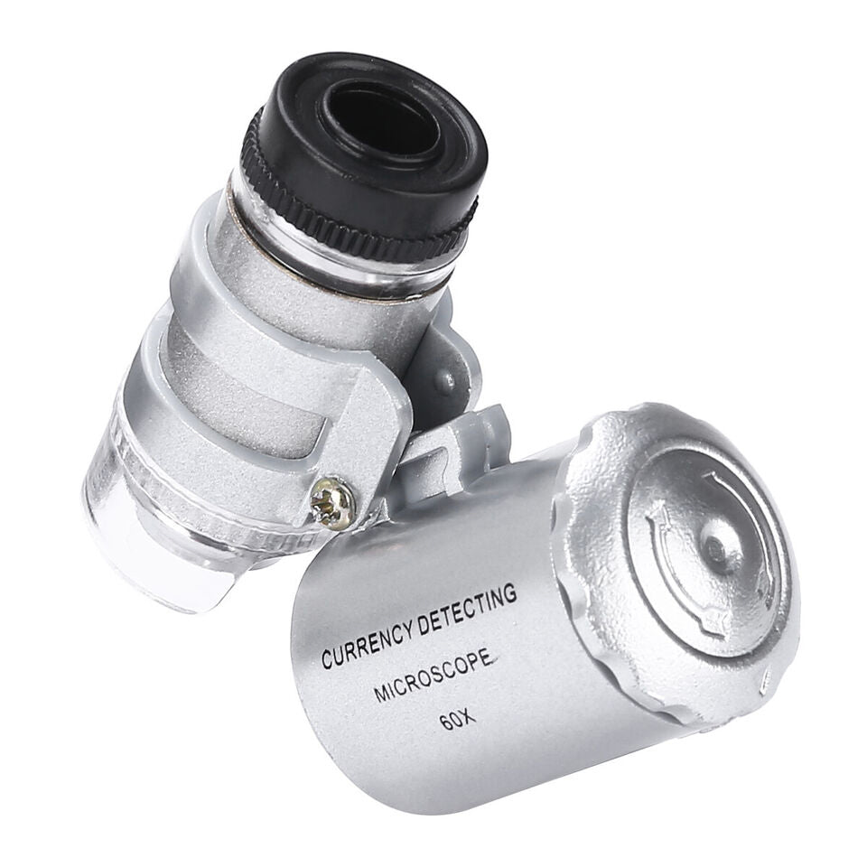 60x Pocket Microscope Loupe LED and UV