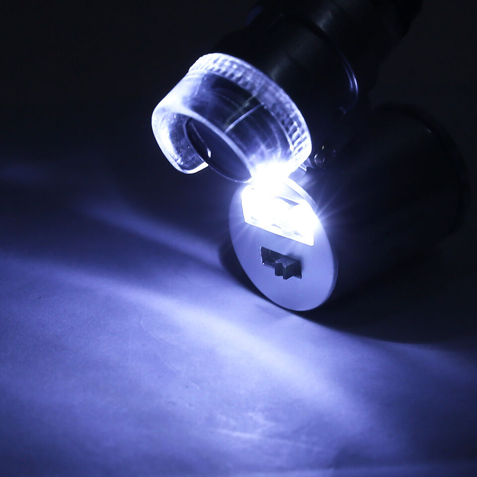 60x Pocket Microscope Loupe LED and UV