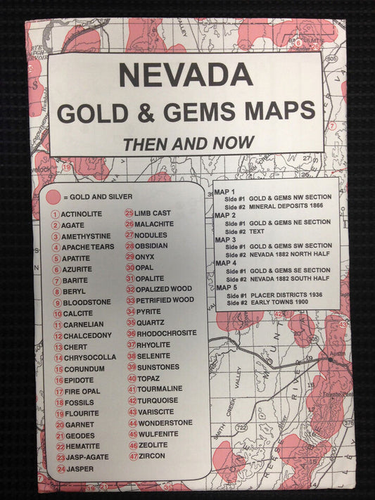 Cartes de l'or et des pierres précieuses du Nevada d'hier et d'aujourd'hui