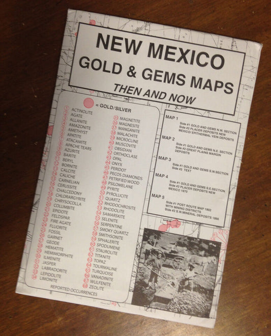 Cartes de l'or et des pierres précieuses du Nouveau-Mexique d'hier et d'aujourd'hui