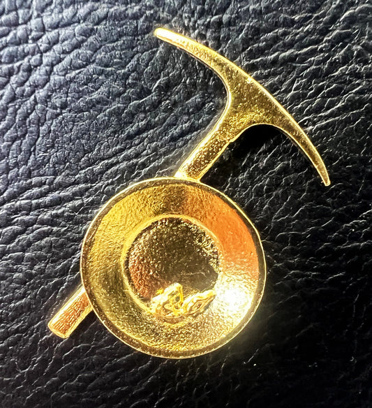 24K Gold Plated Pick and Pan Lapel Pin
