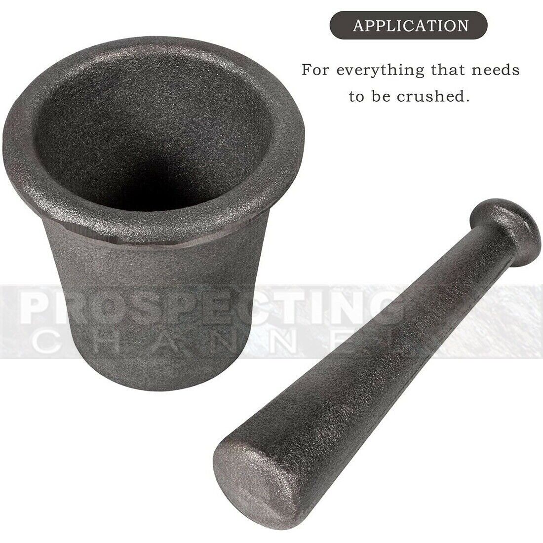 Mortier et pilon broyeur de roches grand en fer 