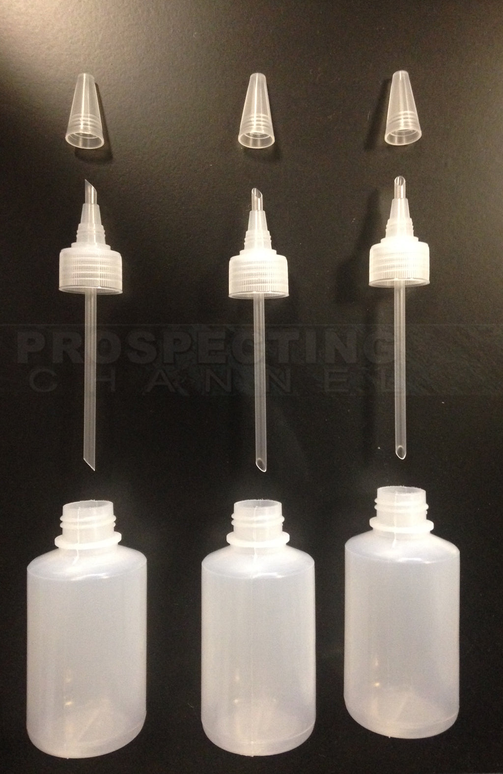 3 Snuffer suction plastic Bottles with Caps Seal and Straws 5 Inch