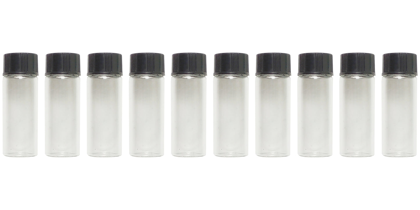 Clear Glass 1 Ounce Vial Screw Top Lid 10 Pack