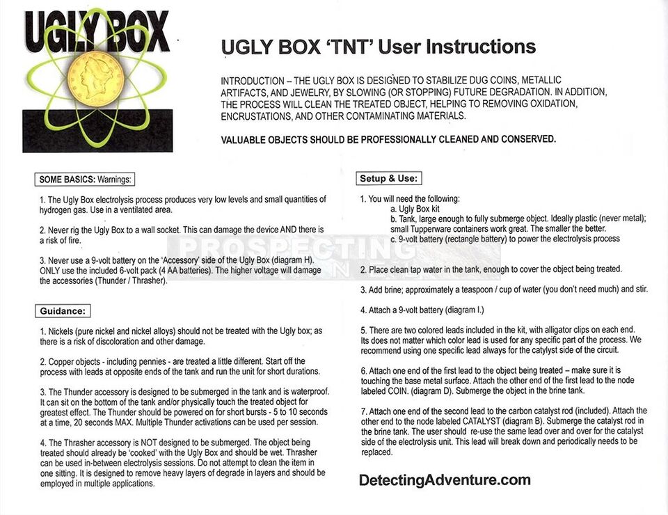 Coin cleaning electrolysis Kit - Ugly Box-  Electrolysis Unit Complete + Reboot Kit